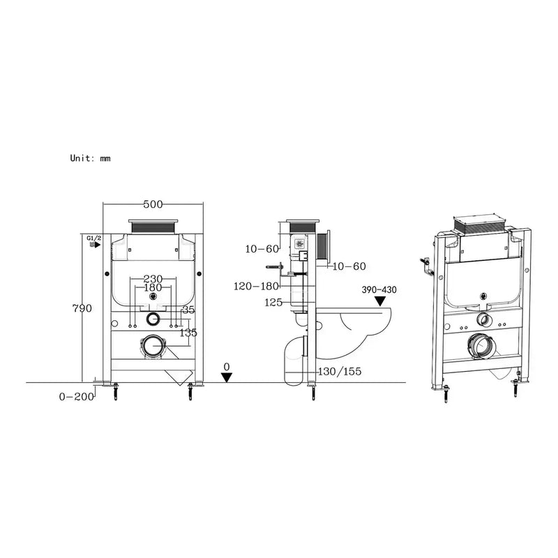 Low Height WC Frame (inc. Cistern)