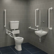 Low Level Doc M Pack with Stainless Steel, Blue, Grey or White Rails - Push Button Cistern - White