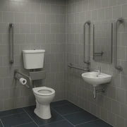 Low Level Doc M Pack with Stainless Steel, Blue, Grey or White Rails - Push Button Cistern - Grey
