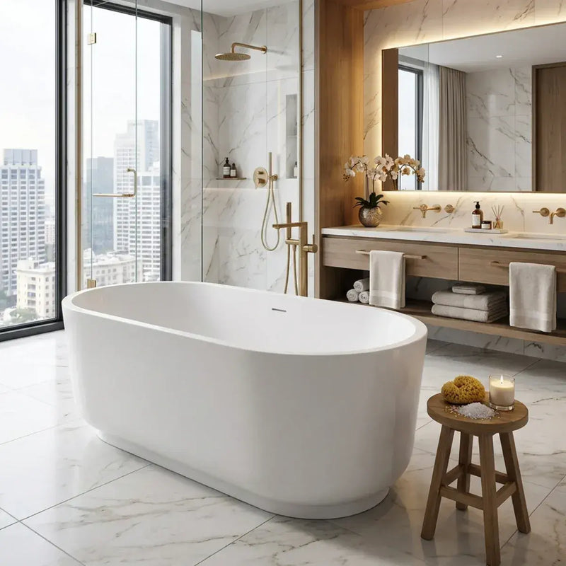 Ludline 1685 x 804mm Matt White Freestanding Bath