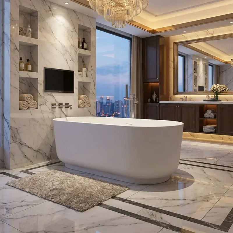 Ludline 1685 x 804mm Matt White Freestanding Bath