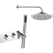 Lunier Shower Pack Two - Two Outlet Twin Shower Valve w/Handset & Brass Overhead - Chrome