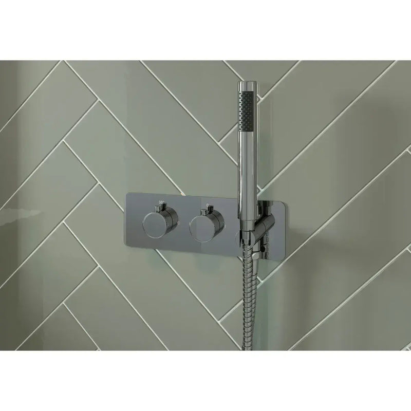 Lunier Shower Pack Two - Two Outlet Twin Shower Valve w/Handset & Brass Overhead - Chrome
