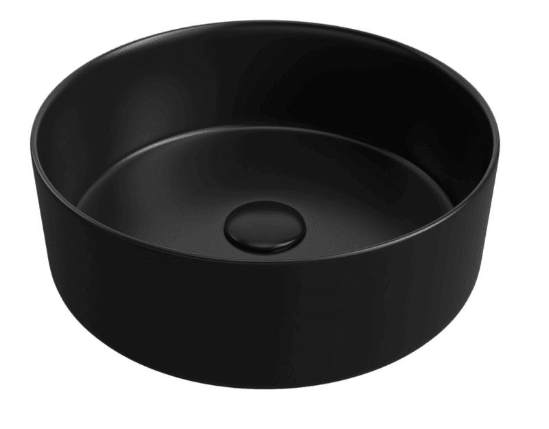 Luxore 355mm Ceramic Washbowl and Waste, Matt Black