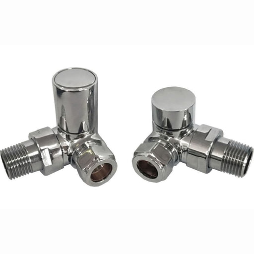Luxury Chrome Corner Radiator Valves (Pair) Sleek Round Designer Finish