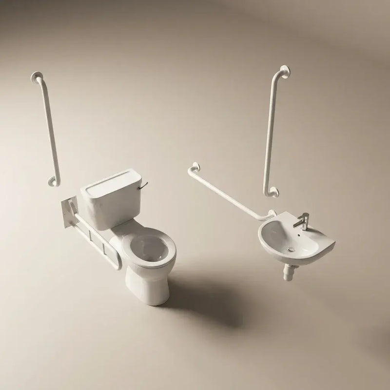 Luxury Doc M Pack with Stainless Steel - Blue - Grey or White Grab Rails - Lever Cistern