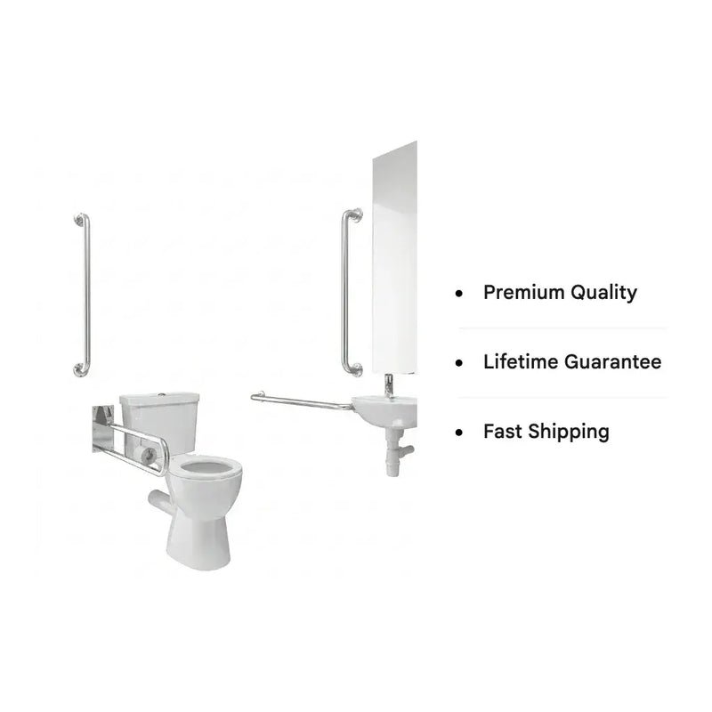 Luxury Doc M Pack with Stainless Steel Rails and Push Button Flush Cistern  Close Coupled