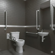 Luxury Doc M Pack with Stainless Steel Rails and Push Button Flush Cistern  Close Coupled - Stainless steel