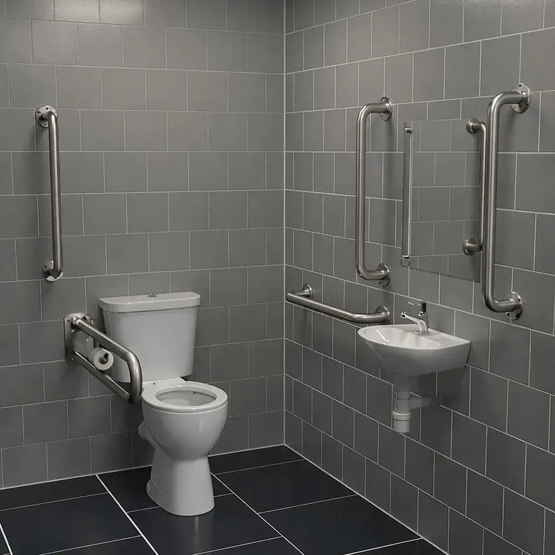 Luxury Doc M Pack with Stainless Steel Rails and Push Button Flush Cistern  Close Coupled