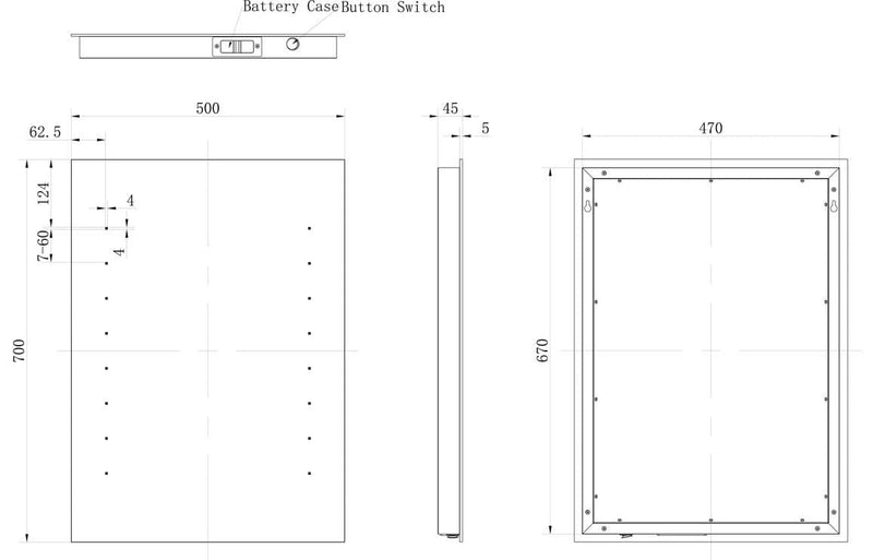 Mabel 700x500mm Rectangle - Battery - LED Mirror