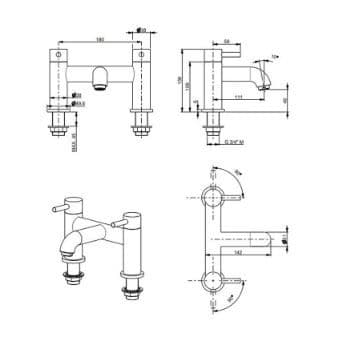Maira Deck Mounted Bath Filler Tap, Matt Black