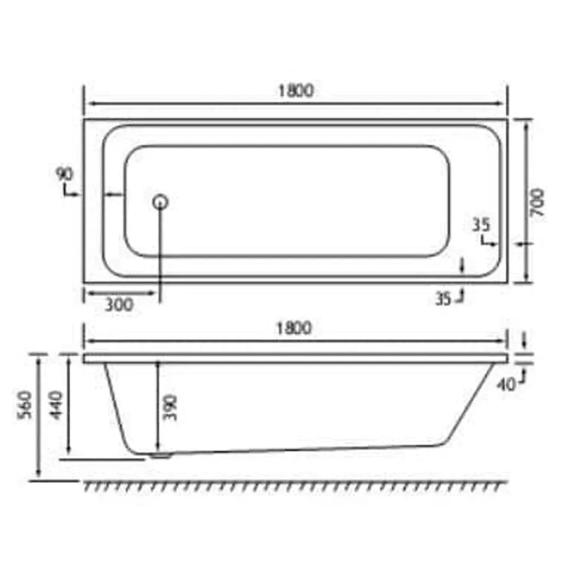 Malin 1800x700 Bath and Vanity Unit Bathroom Pack with Taps & Wastes