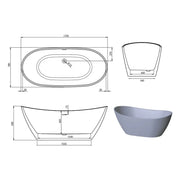 Matt Blue Modern Freestanding Bath 1700 x 780mm