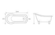 Maynard Freestanding Bath, 1530 x 760mm 2 Tap Holes