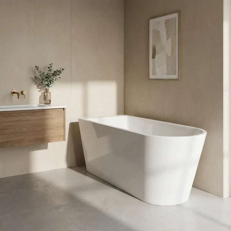 Meltham Freestanding Back To Wall 1500x700mm 0TH Bath - Gloss White