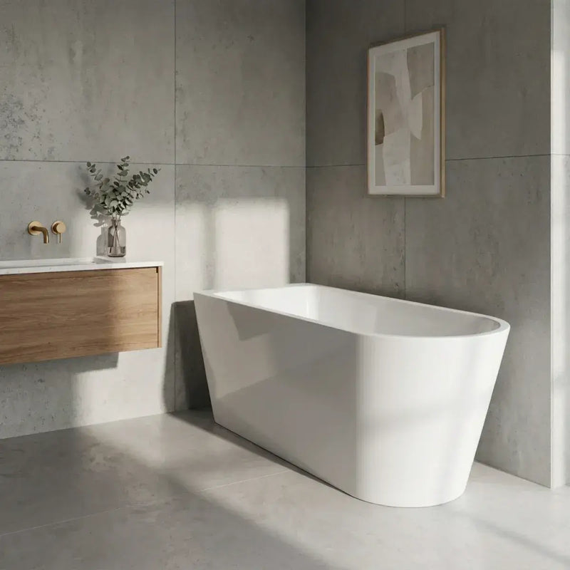 Meltham Freestanding Back To Wall 1500x700mm 0TH Bath - Gloss White
