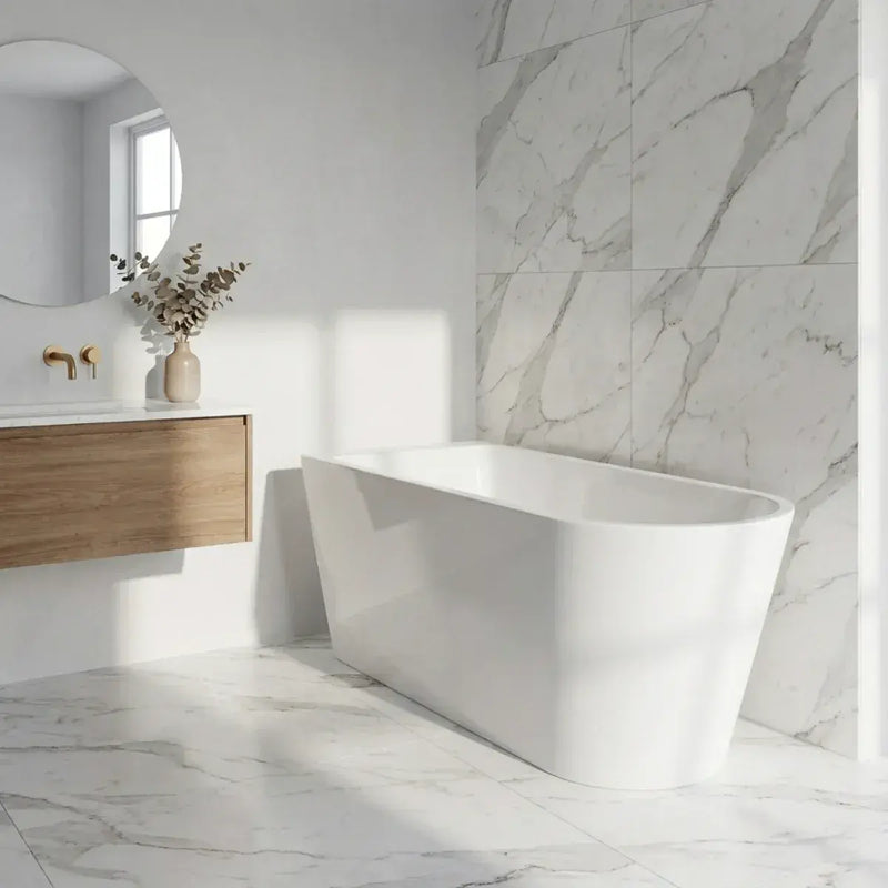 Meltham Freestanding Back To Wall 1500x700mm 0TH Bath - Gloss White