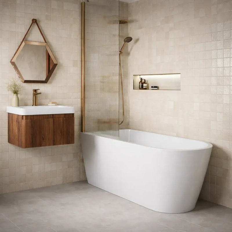 Meltham Freestanding Back To Wall 1630x700mm 0TH Bath - Gloss White
