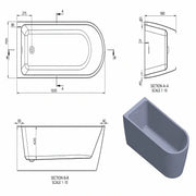 Meltham Freestanding Back To Wall 1630x700mm 0TH Bath - Gloss White