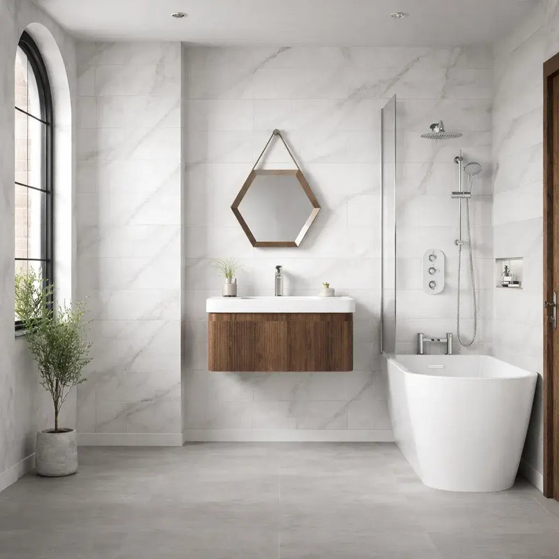 Meltham Freestanding Back To Wall 1630x700mm 0TH Bath - Gloss White