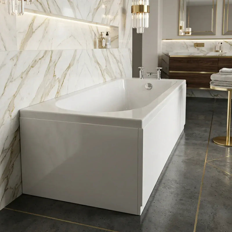 Merit Durable Acrylic Bath, 1700mm x 700mm, Single Ended, 2 Tap Holes, Optional Reinforced Upgrade