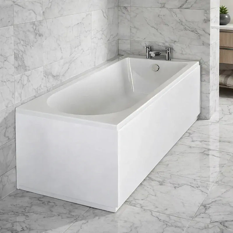 Merit Durable Acrylic Bath, 1700mm x 700mm, Single Ended, 2 Tap Holes, Optional Reinforced Upgrade