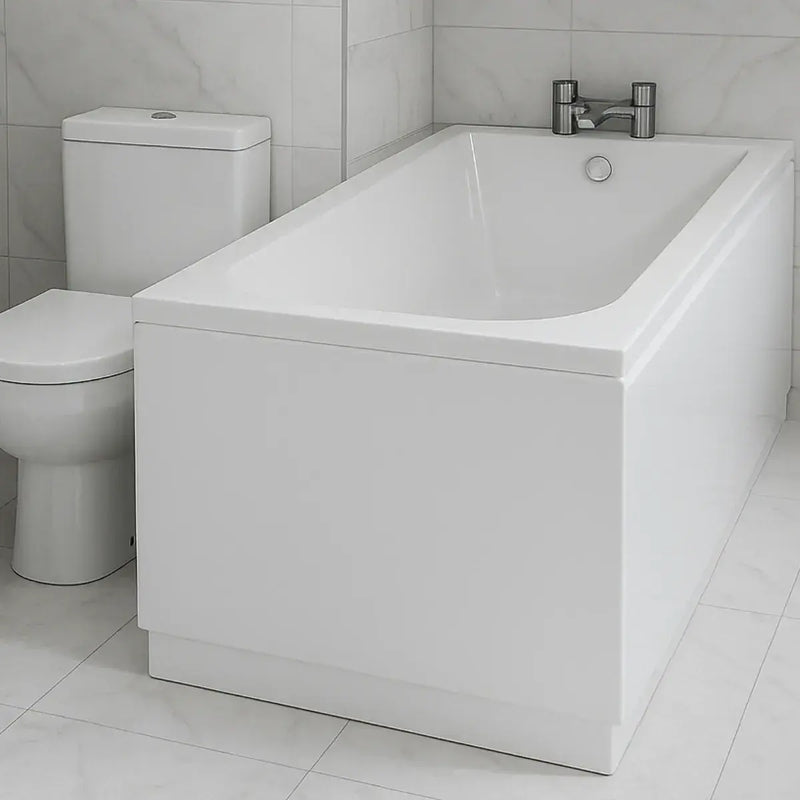 Merit Durable Acrylic Bath, 1700mm x 700mm, Single Ended, 2 Tap Holes, Optional Reinforced Upgrade
