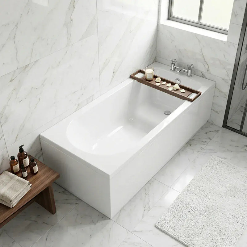 Merit Durable Acrylic Bath, 1700mm x 700mm, Single Ended, 2 Tap Holes, Optional Reinforced Upgrade