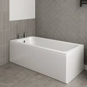 Merit Durable Acrylic Bath, 1700mm x 700mm, Single Ended, 2 Tap Holes, Optional Reinforced Upgrade
