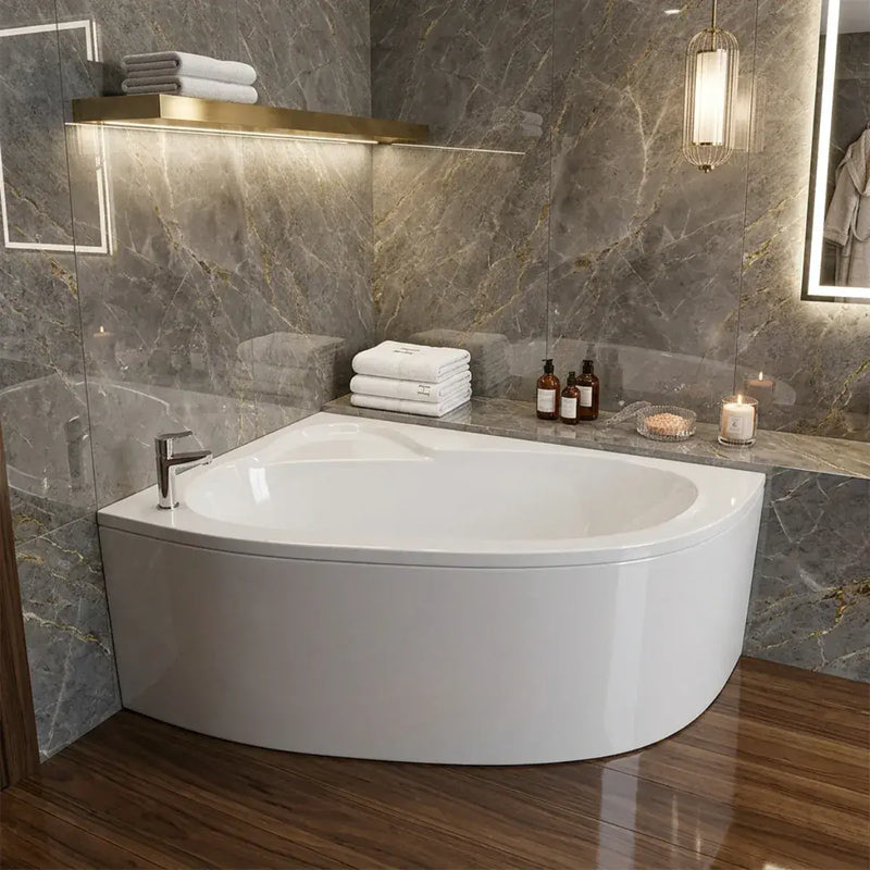 Merrill 1500 x 950mm Offset Corner Bath Left or Right Hand inc Legs & Fixings - Right Hand / No