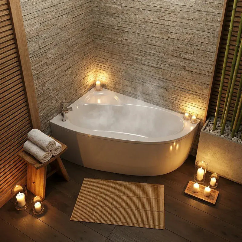 Merrill 1500 x 950mm Offset Corner Bath Left or Right Hand inc Legs & Fixings - Left Hand / Yes