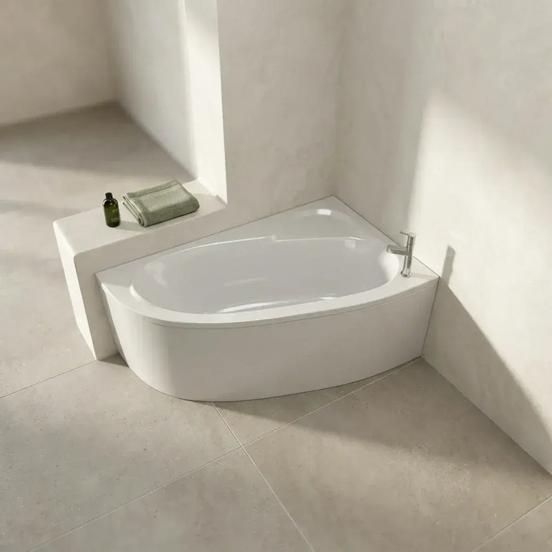 Merrill 1500 x 950mm Offset Corner Bath Left or Right Hand inc Legs & Fixings - Left Hand / No