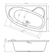 Merrill 1500 x 950mm Offset Corner Bath Left or Right Hand inc Legs & Fixings - Left Hand / Yes