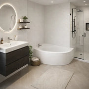 Merrill 1500 x 950mm Offset Corner Bath Left or Right Hand inc Legs & Fixings - Left Hand / No
