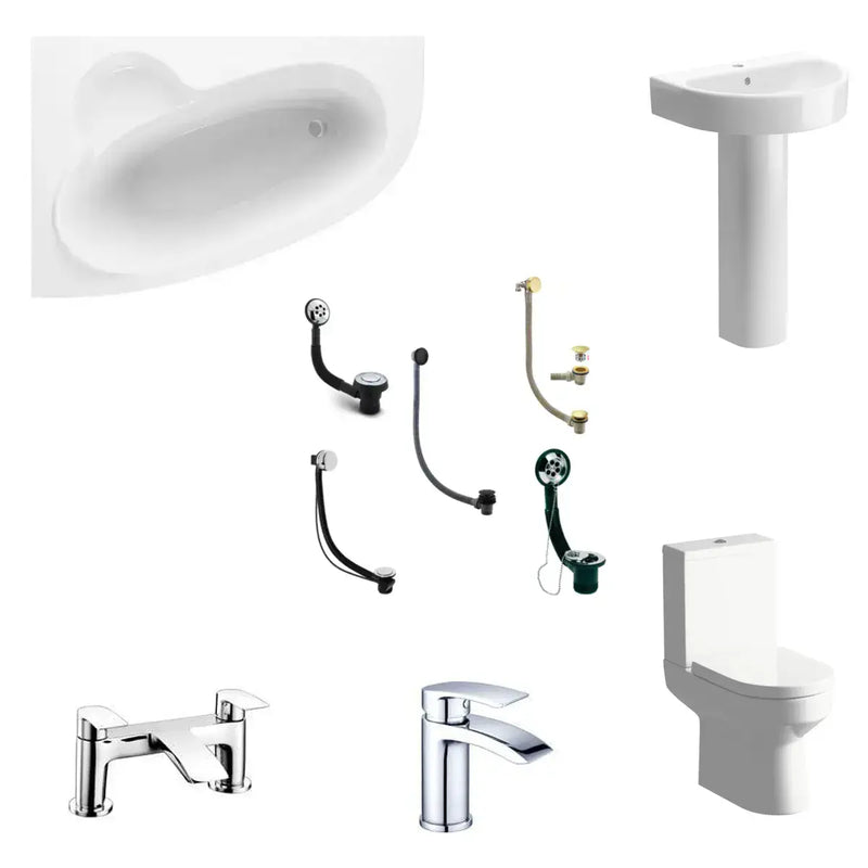 Merrill Corner Bath with Basin, Toilet, Taps and Wastes