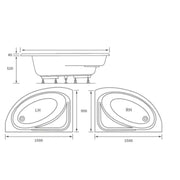 Merrill Corner Bath with Basin, Toilet, Taps and Wastes