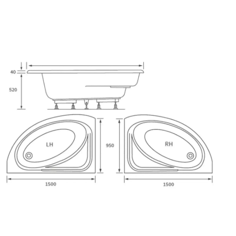 Merrill Corner Bath with Basin, Toilet, Taps and Wastes