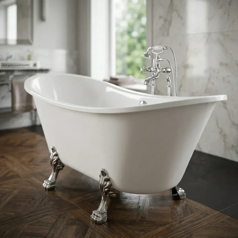 Millard 1760 x 710mm Freestanding Bath with Chrome Feet Set