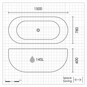 Minuet 1500mm AquaKast Freestanding Bath Reinforced Stone Resin & Acrylic