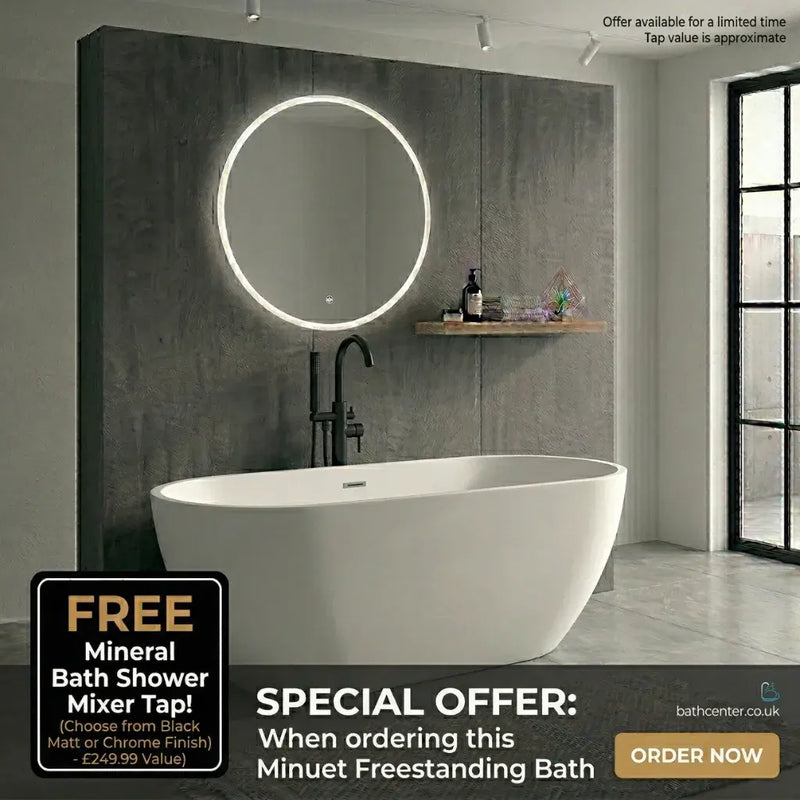 Minuet 1500mm AquaKast Freestanding Bath Reinforced Stone Resin & Acrylic