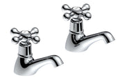 Modox Basin Pillar Taps, Chrome, Traditional Cross Top Style