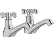 Modox Basin Pillar Taps, Chrome, Traditional Cross Top Style