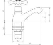 Modox Bath Pillar Taps, Chrome, Traditional Cross Top Style