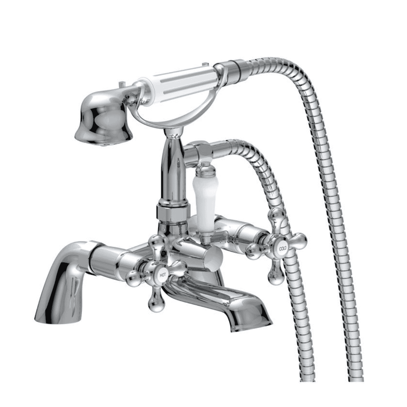 Modox Bath/Shower Mixer Tap, Chrome, Traditional Cross Top Style