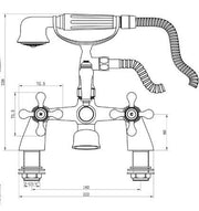 Modox Bath/Shower Mixer Tap, Chrome, Traditional Cross Top Style