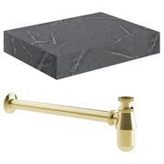 Nature Grey Marble 600mm Wall Hung Unit with Shelf