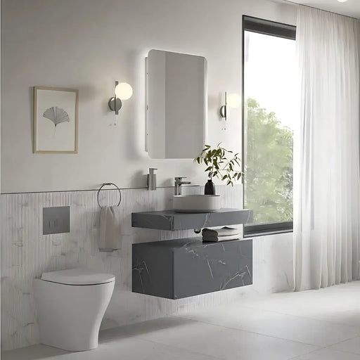 Nature Grey Marble 800mm Wall Hung Unit with Shelf