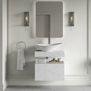 Nature White Marble 600mm Wall Hung Unit with Shelf