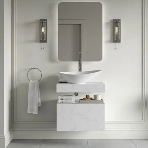 Nature White Marble 800mm Wall Hung Unit with Shelf