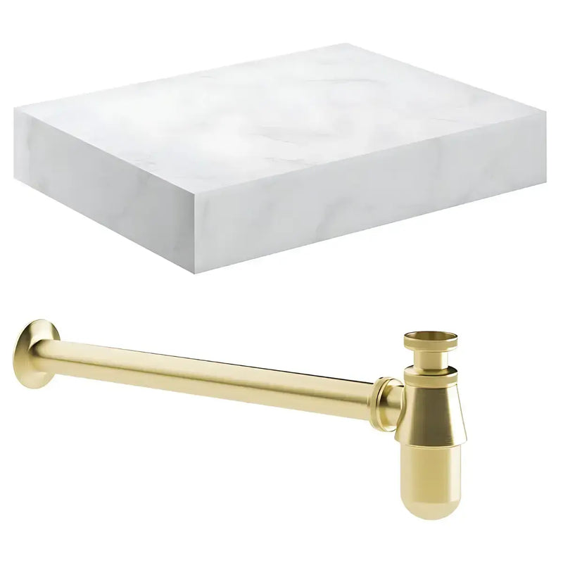 Nature White Marble 800mm Wall Hung Unit with Shelf